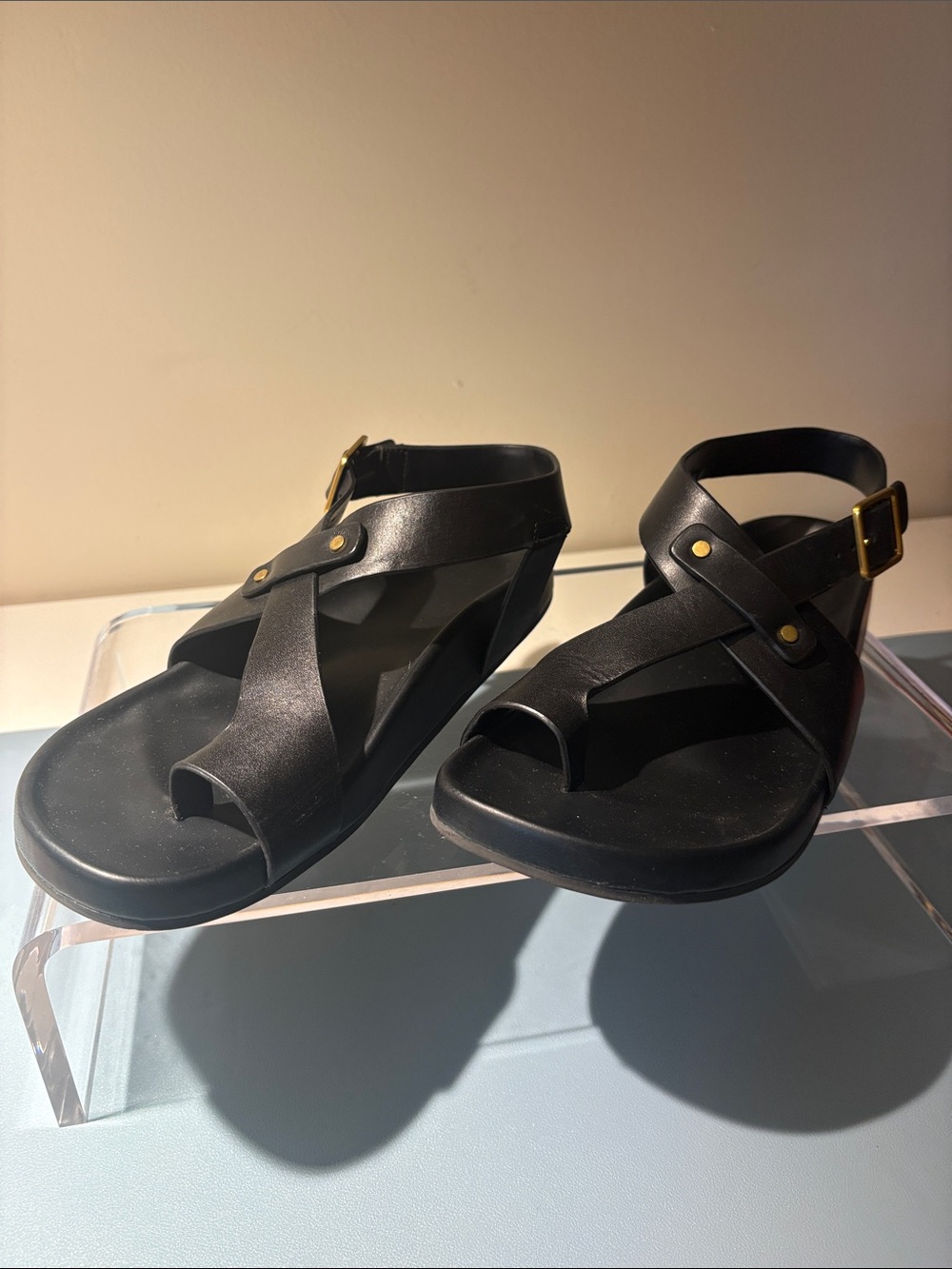 Franco Sarto Black Crisscross Buckle Sandals